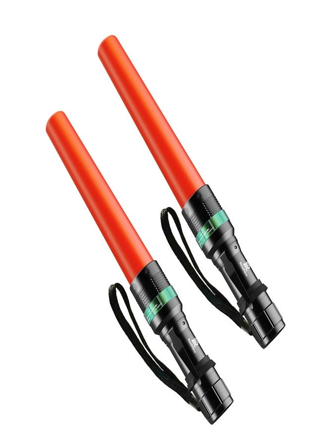 RoadHero 2 Pack Traffic Wand,11 Inch Flashlight Led Traffic Control Baton, Small Orange Safety Wands, Air Marshaling Wand with 5 Flashing Modes, Night Signal Light for Airport, Parking Directing - Image 1